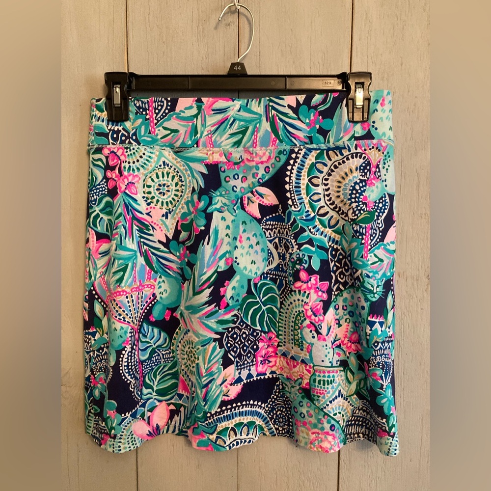 Lilly Pulitzer Navy, Teal & Pink Tropical Print Mini Skirt